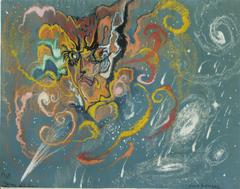 Portrait of Stanisław Ignacy Witkiewicz titled Nova Aurigae, pastel on blue paper