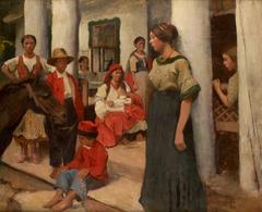 Painting of a scene on the porch of a manor in Bronowice by Włodzimierz Tetmajer