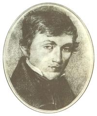 Portrait of Adam Mickievič, a classic 19th-century style painting