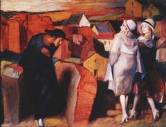 Bruno Schulz artwork titled Spotkanie from 1920 depicting abstract human figures