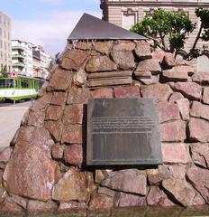 Pyramid monument in front of the Reiss Museum in Mannheim, Germany