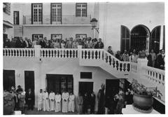 American Legation building in Tangier, Morocco with Moroccan and American flags