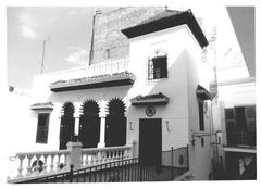 American Legation building in Tangier, historic diplomatic site with traditional Moroccan architecture and palm trees