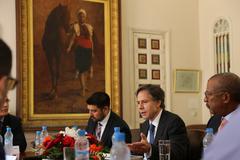 Deputy Secretary of State Antony Blinken speaking at a meeting in Morocco on July 21, 2016
