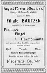 August Förster Löbau piano factory branch in Bautzen, Saxony from historic guidebook