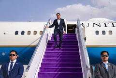 US Secretary Marco Rubio arriving at King Khalid International Airport, greeted by Saudi and US officials