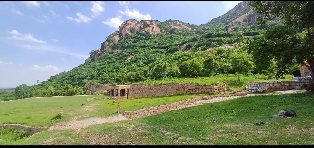 Sangagiri Fort atop a hill with blue sky background