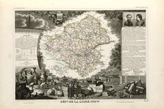 Atlas page from the Illustrated National Atlas of France's 86 Departments and Possessions showing detailed map of Loire-Inférieure region with routes, railways and canals