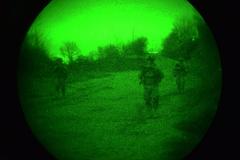 U.S. Army paratroopers patrolling hilltop during training at Longare Complex Vicenza Italy
