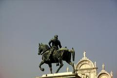 Monument to Bartolomeo Colleoni in Venice, Italy, equestrian statue of a Renaissance condottiero
