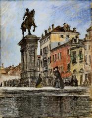 Colleoni Monument in Venice painted by Gotthardt Kuehl using watercolor, pastel chalks, charcoal and graphite on cardboard