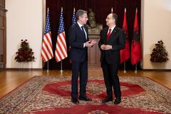 US Secretary of State Antony Blinken meets Albanian President Bajram Begaj in Tirana