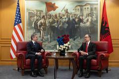 Secretary Antony J. Blinken meeting Albanian President Bajram Begaj in Tirana, February 2024