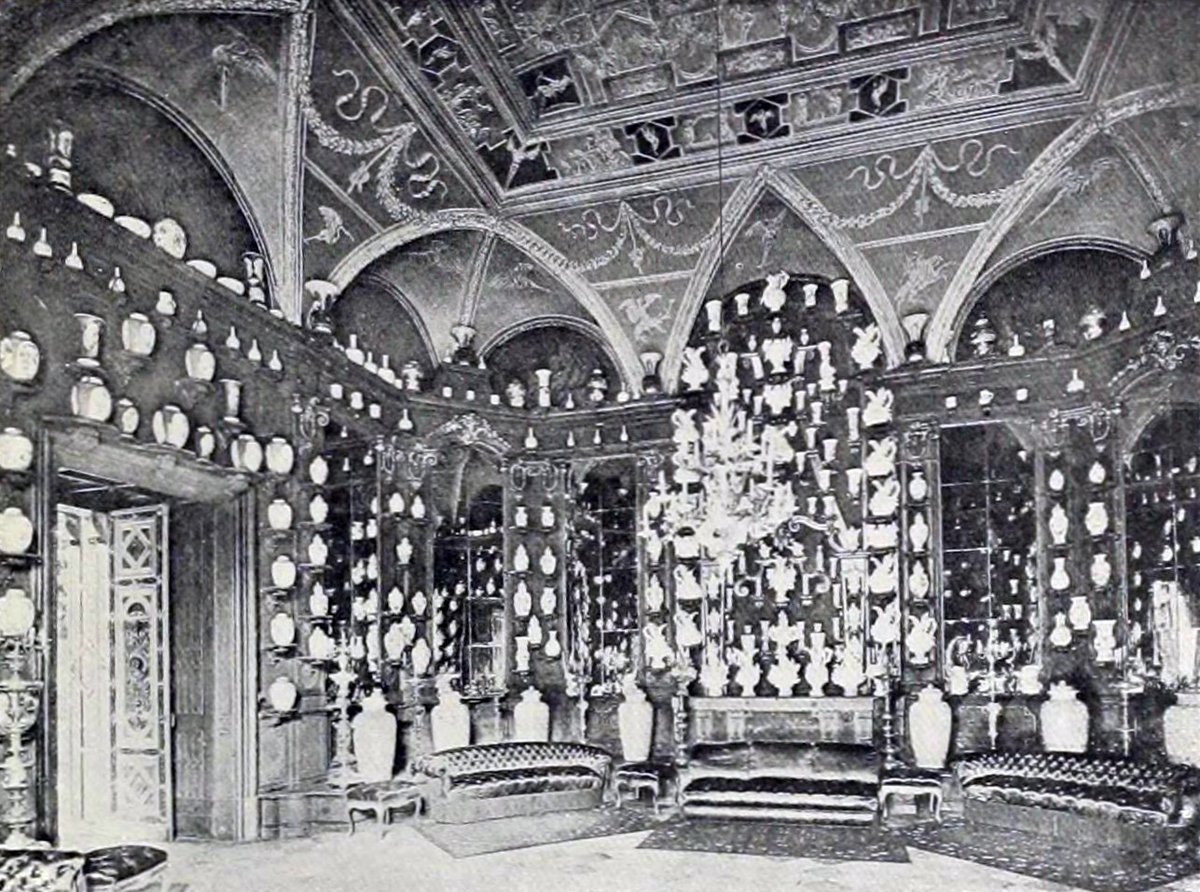 Interior of Dresden Castle showcasing porcelain collections