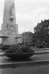 Flower boxes near the Monument on the Dam in Amsterdam on June 14, 1973