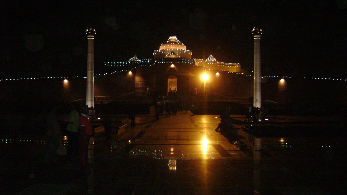 Ambedkar Stupa illuminated at night in Lucknow