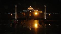 Ambedkar Stupa illuminated at night in Lucknow