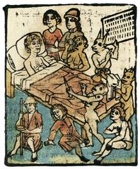 Desperate man holding his head in despair, drawn in a classical style