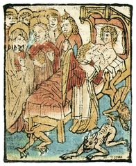 Illustration of biblical scene with Jesus and disciples gathering