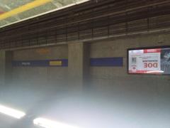 Ana Rosa metro station Line 1 platform with yellow tactile paving and blue signage in São Paulo, Brazil
