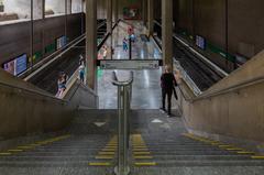 São Paulo Metro Ana Rosa Station platform with train and passengers