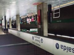 Ana Rosa station platform towards Vila Madalena with yellow safety line and waiting area