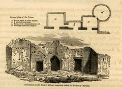 Excavations in the rock at Athens known as the Prison of Socrates, an 1820 engraving by Thomas Smart Hughes