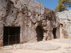Socrates prison building at Pnyx in Athens with unclear historical use