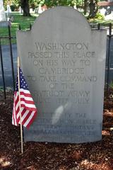 Memorial plaque on a stone in Watertown Massachusetts honoring Washington Passed This Place