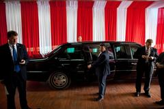 Barack Obama's limousine waiting outside Istiqlal Mosque in Jakarta during 2010 visit
