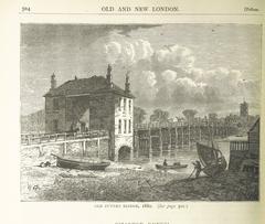 Historical illustration of London skyline with notable buildings
