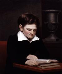 Portrait of Charles Frederick Thompson reading a book, oil on canvas by Cephas Thompson