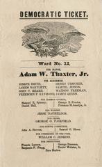1851 Democratic Party election broadside for Boston mayor Adam W. Thaxter, Jr. and aldermen candidates, featuring an American bald eagle illustration