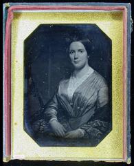 Black and white quarter plate daguerreotype portrait of Hannah Dawes Eliot Lamb
