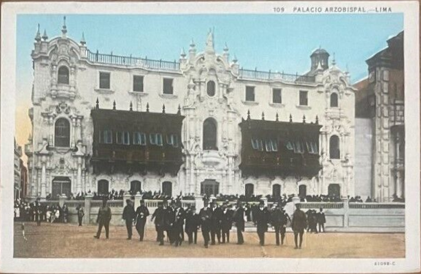 Palacio Arzobispal building in Lima under blue sky