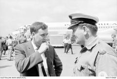 RAN helicopter flight crewmen arrive at Tan Son Nhut airport Saigon Vietnam 1965