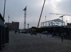 Infrastructure setup for Warmste Week 2023 at 't Zand, Brugge, Belgium