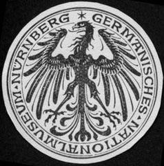 Sealing stamp from Germanisches Nationalmuseum Nürnberg with white and black details