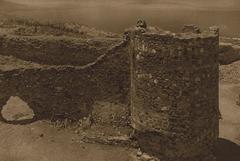Historic black and white photo of Mont Pagus fortress in Smyrna from 1919