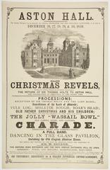 Vintage Christmas event poster at Aston Hall 1859