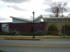 Exterior view of Henry Terrazas Branch of Austin Public Library with modern architectural design