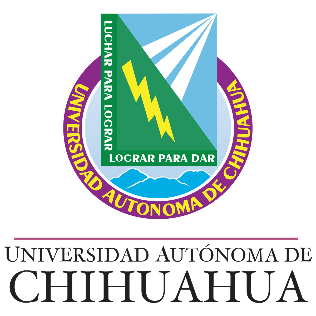 Coat of arms of the Universidad Autónoma de Chihuahua, featuring a shield with academic and cultural symbols