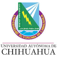 Coat of arms of the Universidad Autónoma de Chihuahua, featuring a shield with academic and cultural symbols