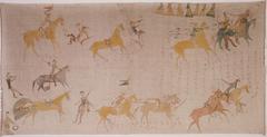Battle of Little Big Horn historical painting depicting Native American warriors and US soldiers in combat