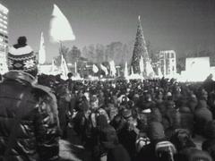 Protesters gathered during the 2013 Korea railroad general strike demonstration at Seoul Plaza