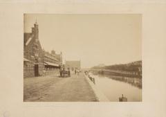 Westergasfabriek industrial site near completion in 1885 with purification and regulatory houses along Haarlemmervaart canal and Haarlemmerweg road