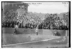 Vintage bleachers at Baker Bowl baseball stadium in Philadelphia