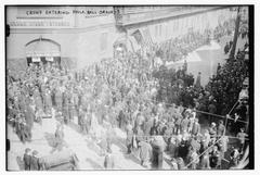 Crowd of people entering Baker Bowl stadium in Philadelphia for a baseball game