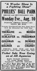 1925 Boxing Matches Advertisement at Phillies' Ball Park in Philadelphia