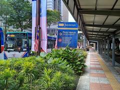 Bus lay-by next to LRT station at Bandaraya in Kuala Lumpur city center
